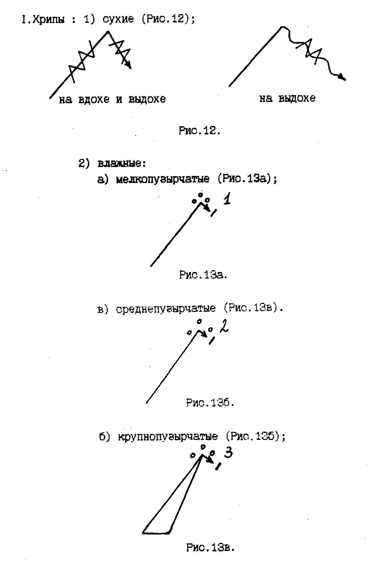 Схемы основных дыхательных шумов