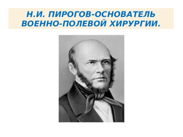 Н.И. Пирогов-основатель военно-полевой хирургии. 