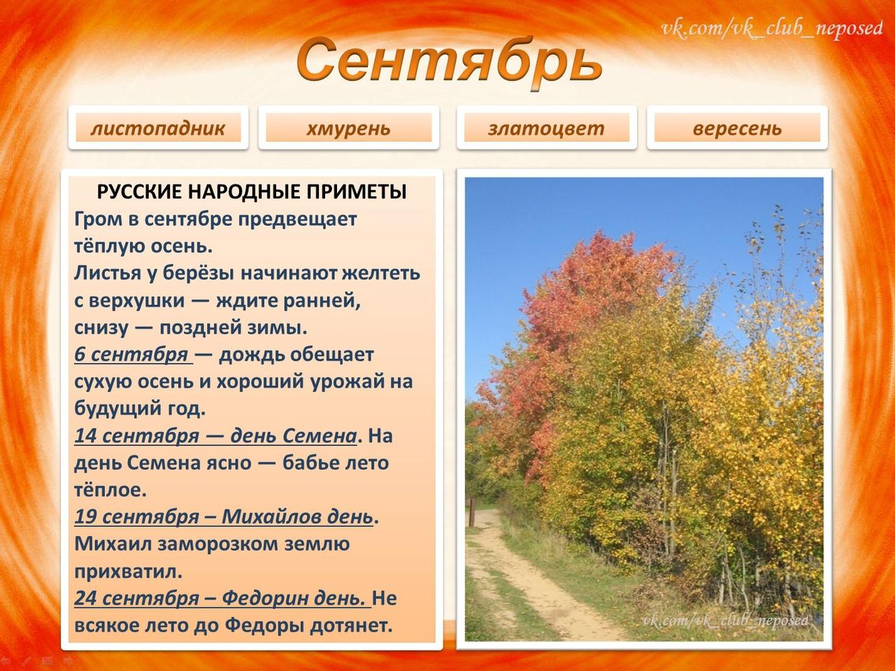 Календарь природы осень
