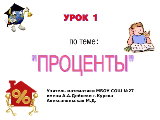 по теме : Учитель математики МБОУ СОШ №27 имени А.А.Дейнеки г.Курска Алексапольская М.Д. 