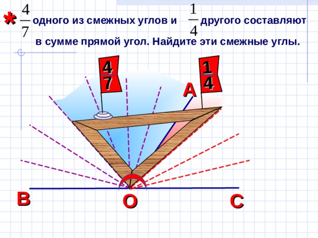* 1 4 4 7  одного из смежных углов и другого составляют   в сумме прямой угол. Найдите эти смежные углы. А Математика. Самостоятельные и контрольные работы по алгебре и геометрии для 7 класса. А.П. Ершова, В.В. Голобородько, А.С. Ершова. В О С 