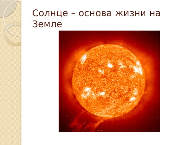Солнце – основа жизни на Земле 
