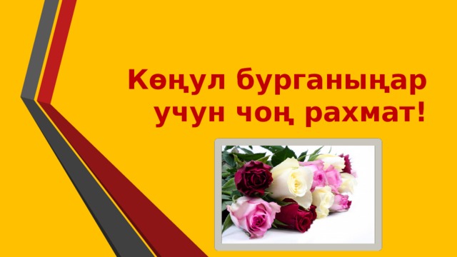 Көңул бурганыңар учун чоң рахмат! 