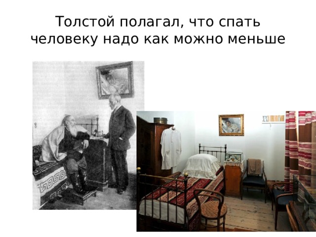 Толстой полагал, что спать человеку надо как можно меньше 