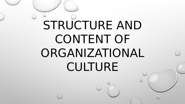 Structure and content of organizational culture 