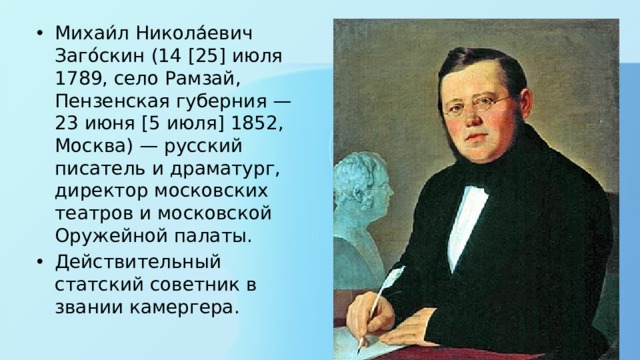 Михаил николаевич загоскин презентация