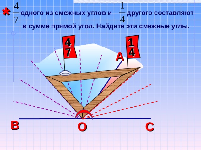 * 1 4 4 7  одного из смежных углов и другого составляют   в сумме прямой угол. Найдите эти смежные углы. А Математика. Самостоятельные и контрольные работы по алгебре и геометрии для 7 класса. А.П. Ершова, В.В. Голобородько, А.С. Ершова. В О С 