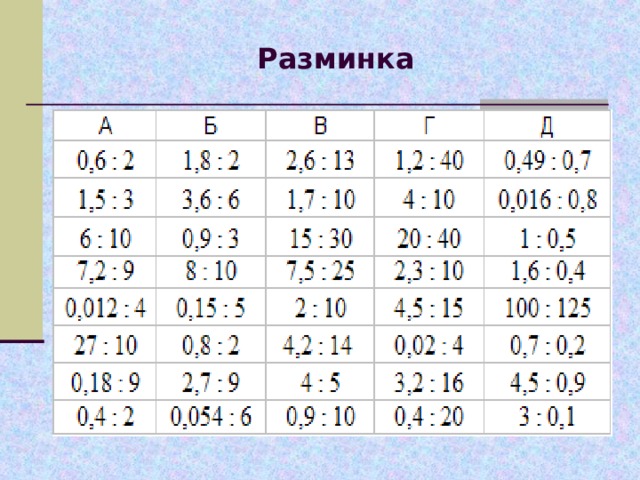Разминка 