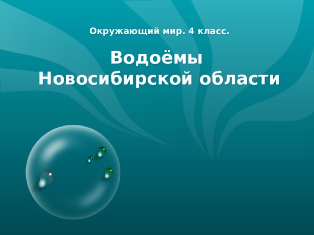 Окружающий мир. 4 класс.   Водоёмы  Новосибирской области 