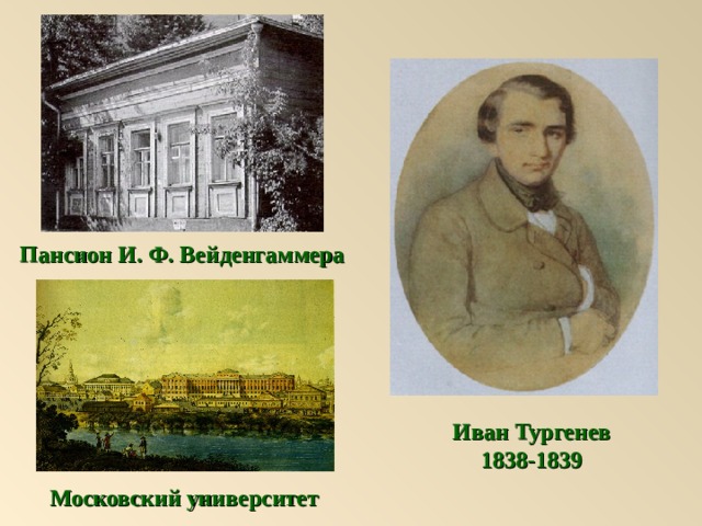 Пансион И. Ф. Вейденгаммера Иван Тургенев 1838-1839 Московский университет 