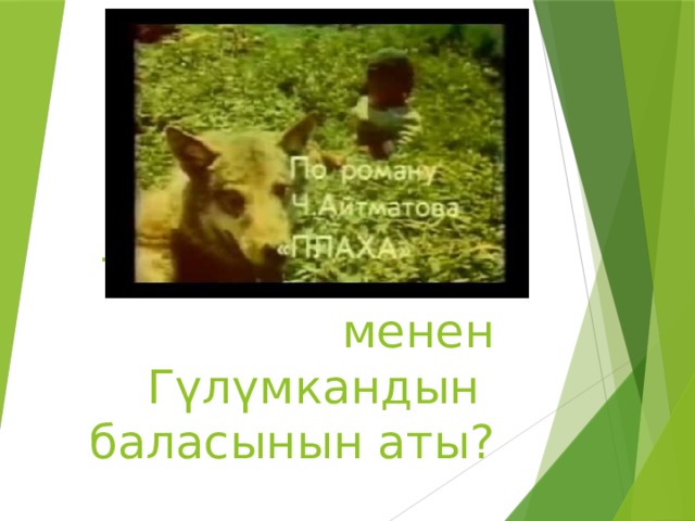 Тасмада Бостон менен Г үлүмкандын баласынын аты? 