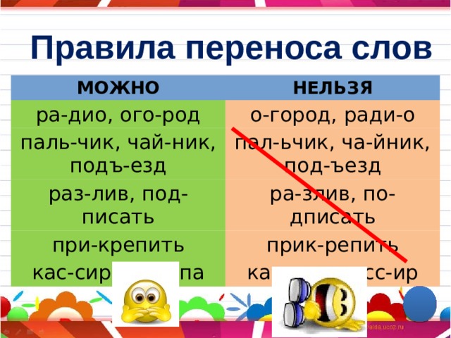 Двусложные которые нельзя перенести