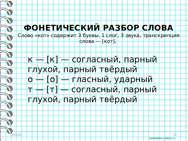 Кит разбор слова по звукам и буквам схема