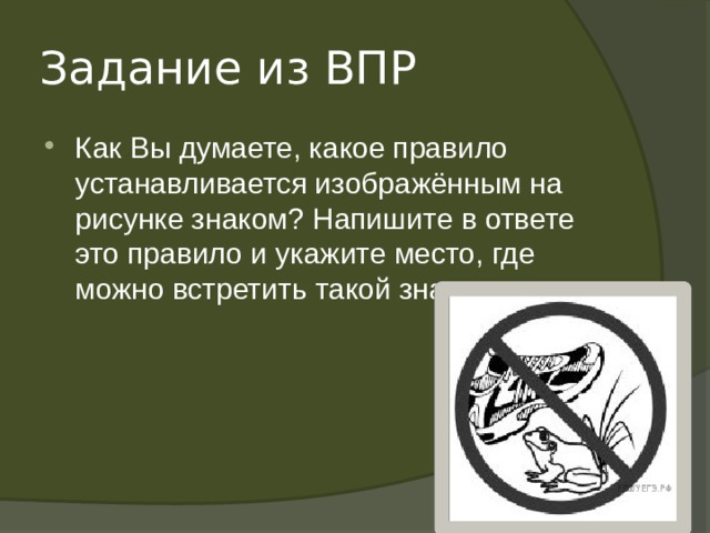 Как вы думаете какое правило устанавливается изображенным на рисунке знаком 5 класс впр биология