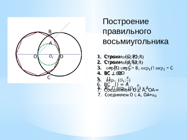 Угол восьмиугольника вписанного в окружность