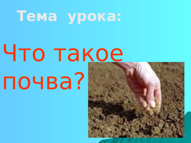 Тема урока:  Что такое почва?  