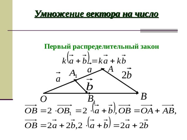 Умножение вектора на число Первый распределительный закон 