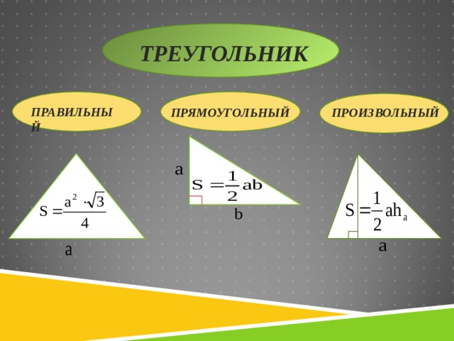 ТРЕУГОЛЬНИК ПРОИЗВОЛЬНЫЙ ПРЯМОУГОЛЬНЫЙ ПРАВИЛЬНЫЙ 