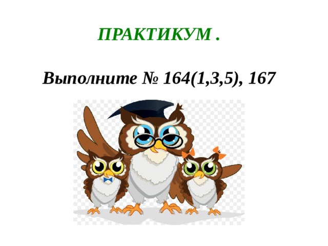 ПРАКТИКУМ .   Выполните № 164(1,3,5), 167 