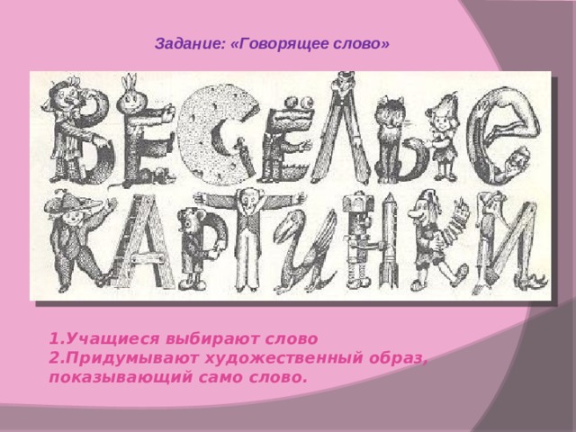 Говори задание. Шрифты по изо 7 класс. Придумать художественный образ слова.