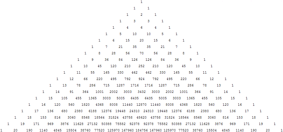 Треугольник паскаля нарисовать