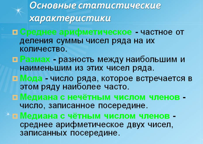 Статистические характеристики 8 класс презентация