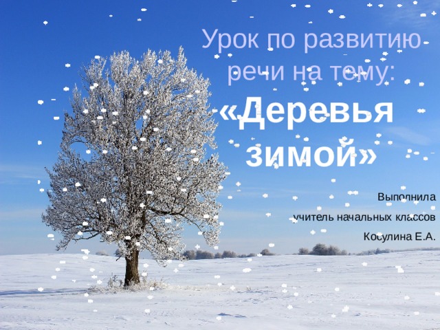 Урок по развитию речи на тему:  «Деревья  зимой» Выполнила учитель начальных классов Косулина Е.А. 