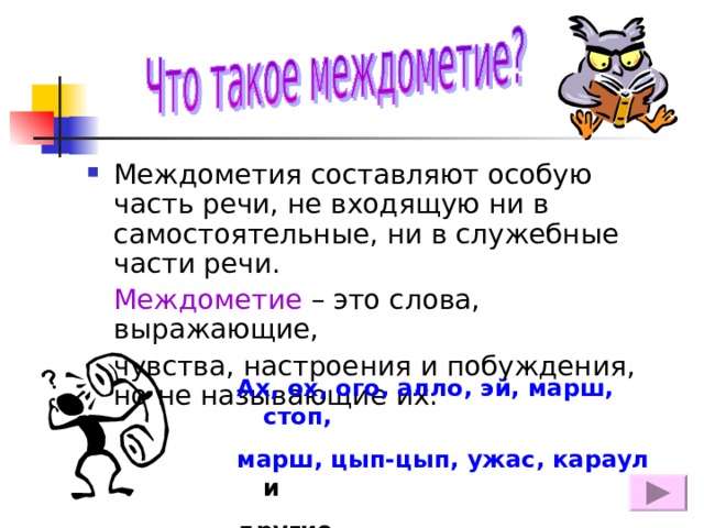 Презентация по русскому языку на тему междометие как часть речи 7 класс