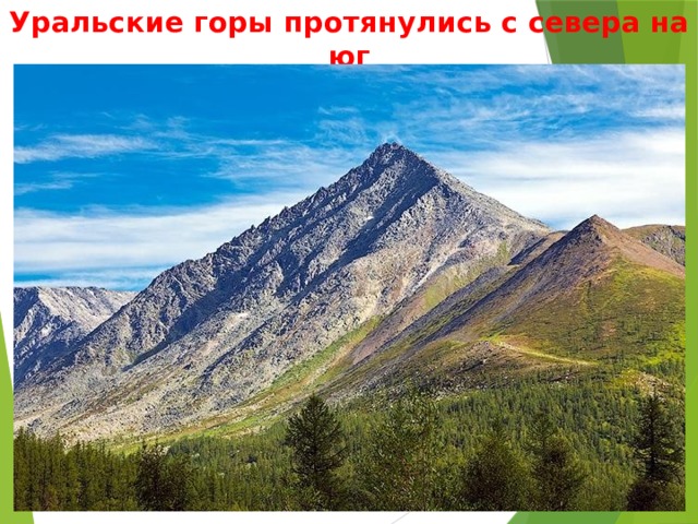 Уральские горы протянулись с севера на юг 