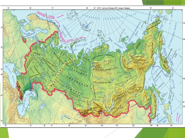 Карты, на которых изображены равнины, горы, моря, реки, озёра и другие объекты, называются физические карты. 
