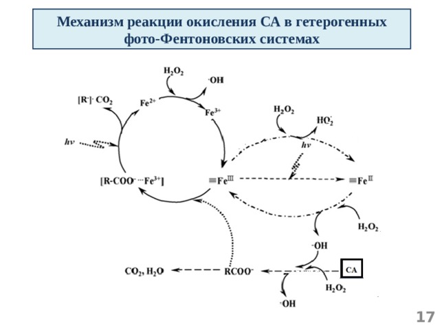Механизм реакции окисления СА в гетерогенных фото-Фентоновских системах  