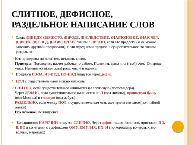 Слитное раздельное и дефисное написание слов презентация