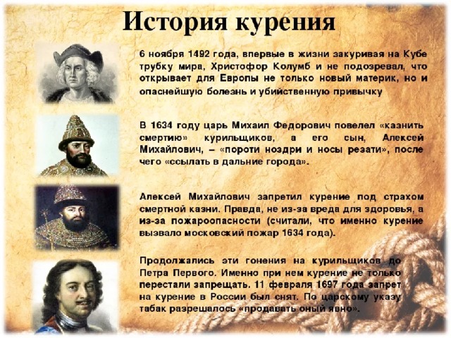 История возникновения табакокурения презентация