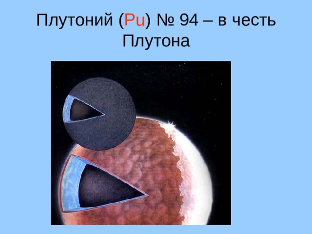Плутоний ( Pu ) № 94 – в честь Плутона 12 