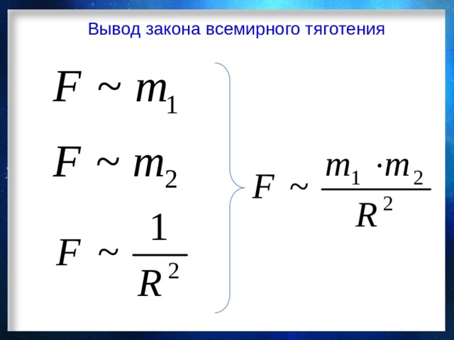 Примеры действия закона всемирного тяготения Вывод закона всемирного тяготения
