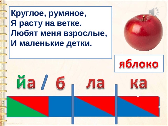 Круглое, румяное,  Я расту на ветке.  Любят меня взрослые,  И маленькие детки.   