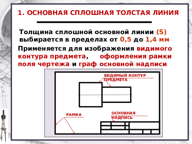 Какие линии на чертеже обозначают линии видимого и невидимого контура