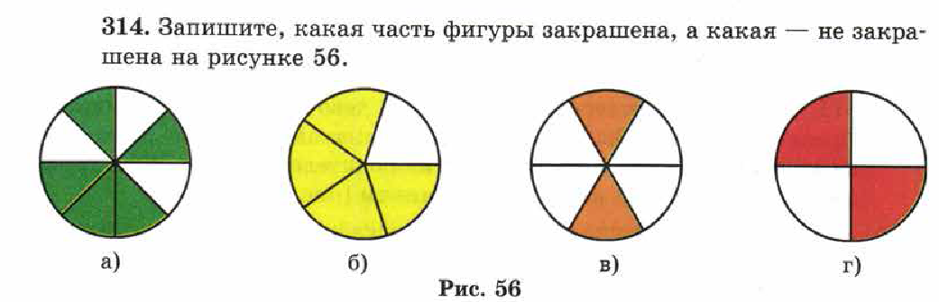 На каком рисунке закрашена 1 4 часть фигуры