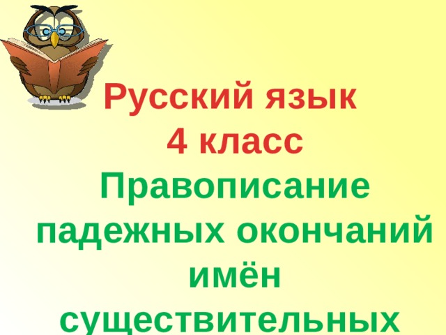 Русский язык 4 класс Правописание падежных окончаний имён существительных 
