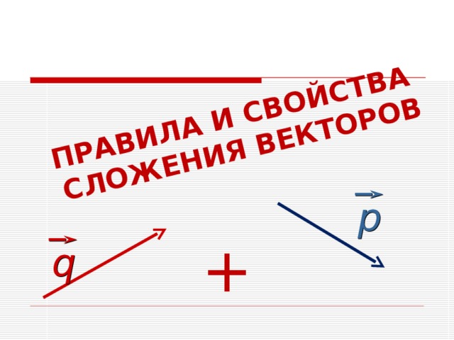 ПРАВИЛА И СВОЙСТВА  СЛОЖЕНИЯ ВЕКТОРОВ р + q 