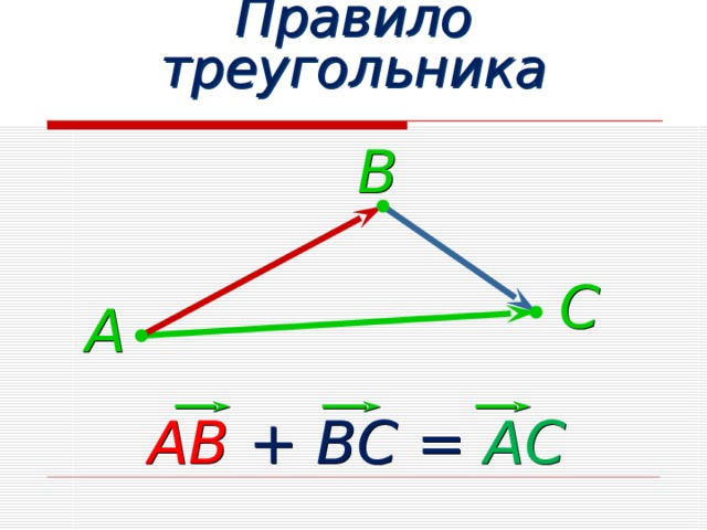 1 правило треугольников. Правило треугольника. Треугольник вектор.