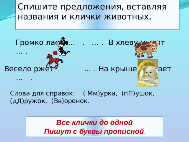 1 класс русский язык заглавная буква в именах собственных презентация