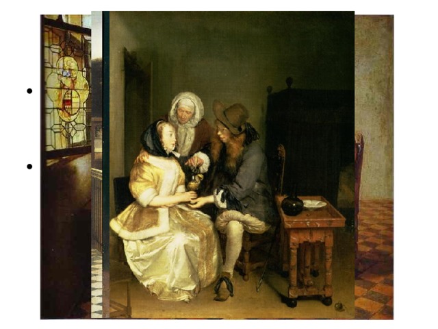 К бытовому жанру относятся картины, рассказывающие о событиях повседневной жизни. Родина бытового жанра считается Голландия XVII век.  