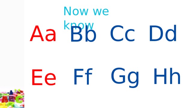 Now we know Aa Cc Dd  Bb  Gg Hh  Ff  Ee 