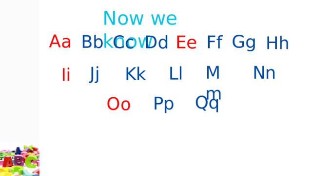 Now we know Aa Bb  Gg Ff  Dd  Cc Ee Hh  Mm Nn Jj  Ll Kk Ii Qq Pp Oo 