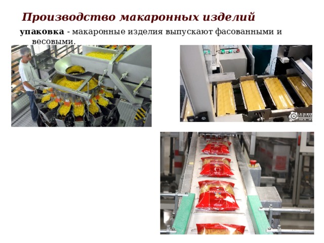 Производство макаронных изделий упаковка - макаронные изделия выпускают фасованными и весовыми. 