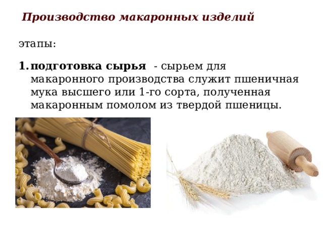 Схема производства макаронных изделий
