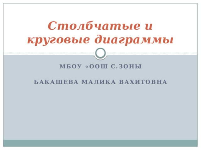 Столбчатые и круговые диаграммы МБОУ «ООШ с.Зоны  Бакашева Малика Вахитовна 