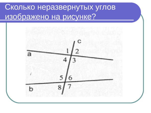 Сколько неразвернутых углов изображено на рисунке? 