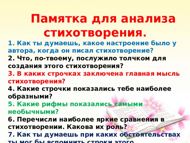 Конспект урока стихотворения